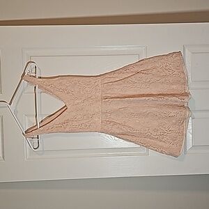 Miss Chievous Peach Lace Skater Dress Cross Back Sleeveless Lined Size S